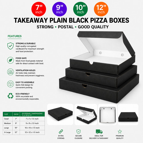 Takeaway plain black - black, pizza