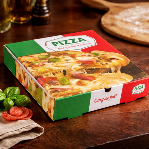 Printed pizza boxes high - -,